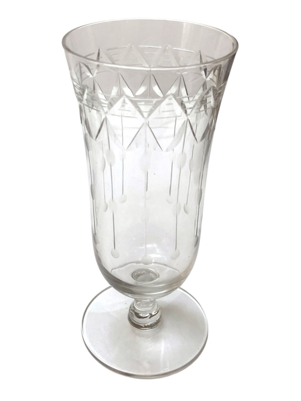 Set of 6 Vintage Crystal Highball Glasses Diamond Dot Slim Tumblers MCM Cocktail